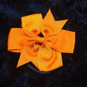 SET of Orange 3" Pinwheel Bow Ponytail  PO4091  Handmade NWT Boutique